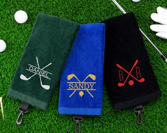 Asciugamano da golf monogrammato, asciugamano da golf ricamato, asciugamano con nome golfista personalizzato, asciugamano da golf personalizzato, asciugamano da golf personalizzato, regali per lo sposo per papà
