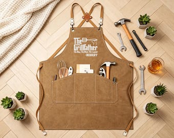 Delantal divertido bordado personalizado para papá, regalo del Día del Padre para hombres, delantal, regalo de cumpleaños personalizado para papá, regalo para barbacoa para el abuelo.