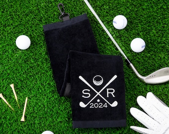 Asciugamano da golf ricamato, asciugamano da golf con iniziali personalizzate, asciugamano da golf con monogramma, asciugamano da golf personalizzato, regalo sportivo da golf per papà, regali per gli sposi