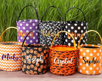 Kids Halloween Basket, Monogram Halloween Bucket, Trick or Treat Bag, Personalized Halloween Bucket, Candy Bag, Halloween Gift For Boy Girl