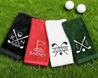 Monogrammed Golf Towel,Embroidered Golf Towel,Custom Golfer Name Towel,Custom Golfing Towel,Personalized Golf Towel,Groomsman Gifts for Dad