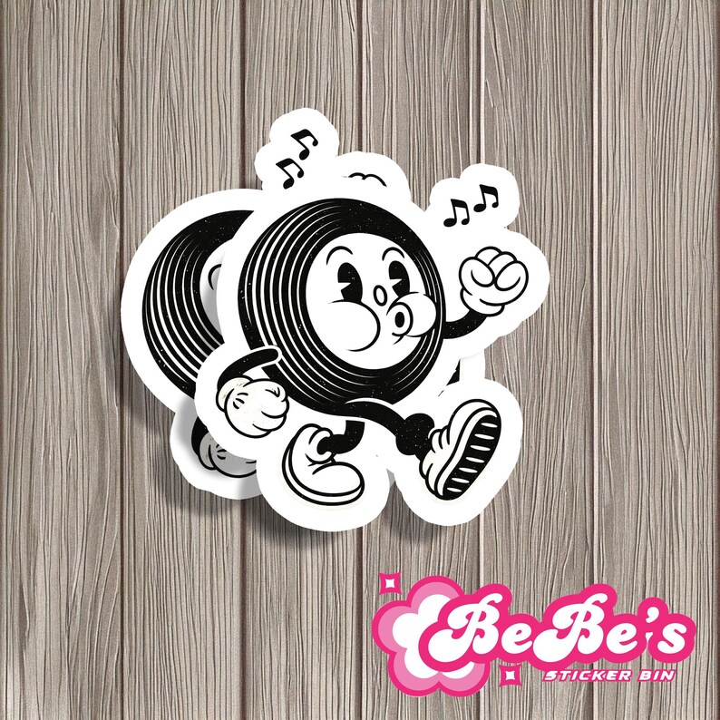 Record Face Sticker Retro Vinyl Record Character Sticker – 3 Inch Glossy DJ Music Decal - Etsy