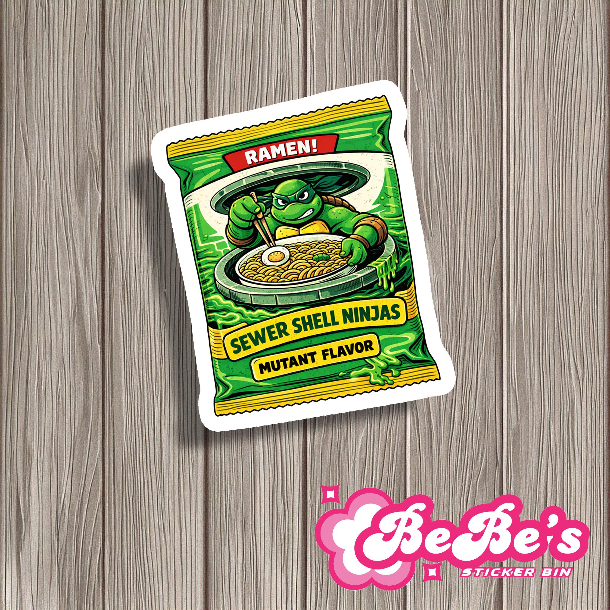 Sewer Shell Sewer Shell Ninjas Ramen Sticker Pack – Mutant Turtle Parody Decal ...