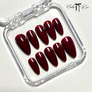 Spiced Cherry Nailset | Dark Red | Handmade | Press On Nails | Reusable Gel Nails