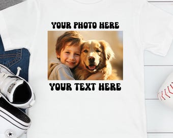 Custom Photo Shirt, Personalized Kids Photo Shirt, Custom Photo Toddler T Shirt, Custom Picture Youth Tee, Customized Kids Shirt With Text