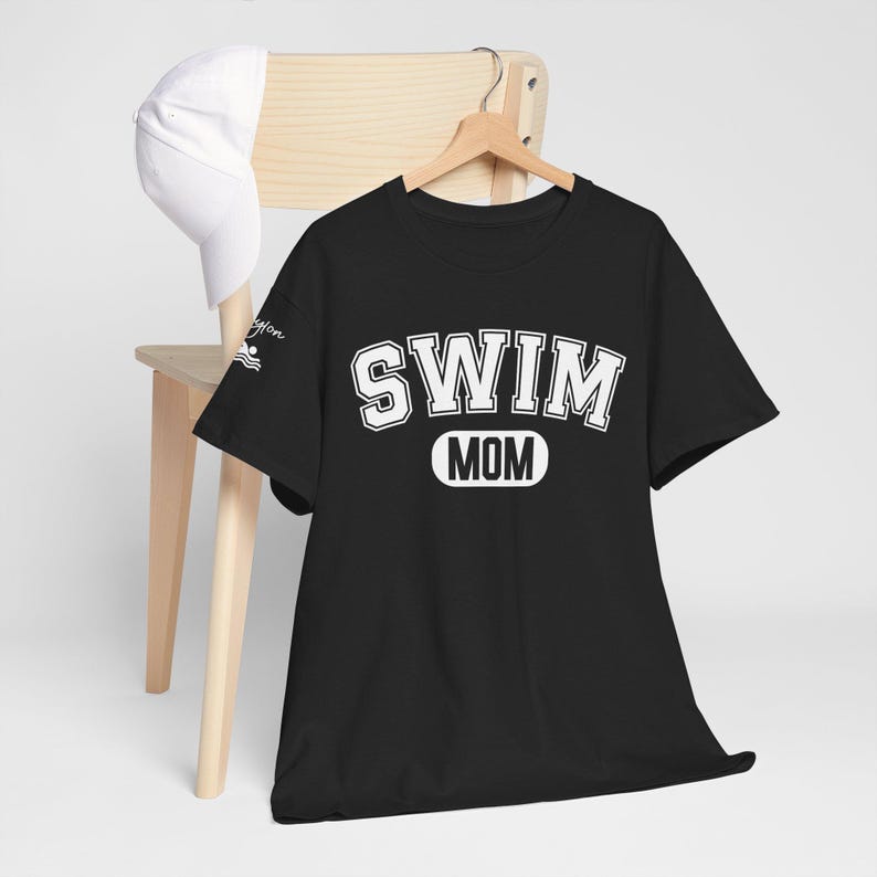Swim Mom Sweatshirt, Personalized Swim Mom Shirt, Custom Mom Sweater, Sports Mom Tee, Customized Swim Mom Gift, Swim Mom With Sleeve Name image 3