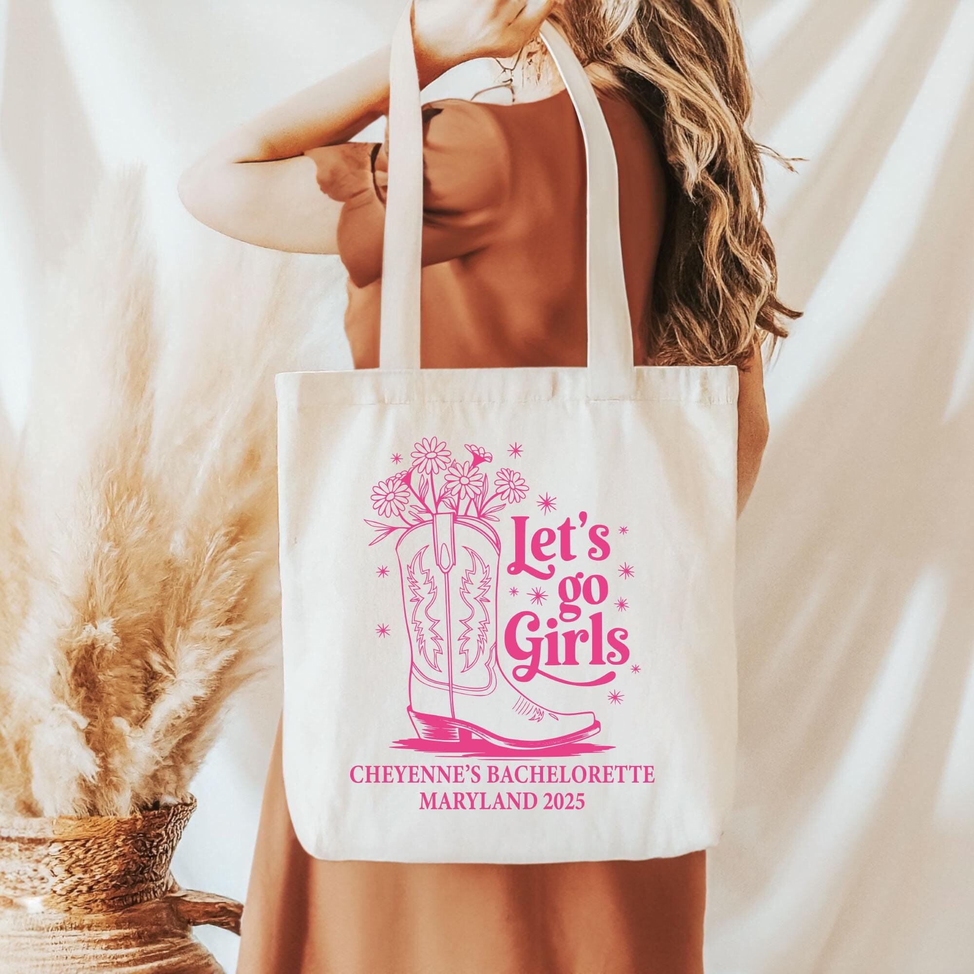 Bachelorette Tote Bag, Let's Go Girls Bachelorette Tote for Nashville ...
