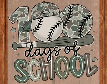 100 días de clases, béisbol, transferencia DTF, listo para imprimir, preppy, 100.ª ronda, aplicación de calcomanías UV, impresiones deportivas, bricolaje, calcomanía para camiseta de estudiante, gráfico
