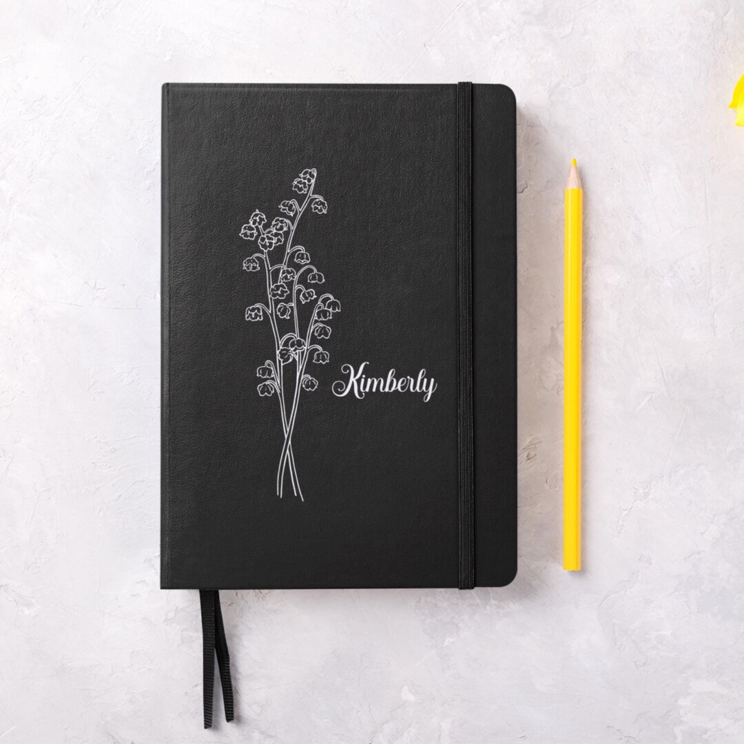Personalized Birth Flower Notebook, Custom Name Leather Journal ...