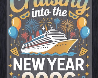 Cruising into the New Year 2026 DTF Transfer, Ready to Press Heat Transfer for Shirts, Fun Festive New Year 2026 Design, UV Sticker