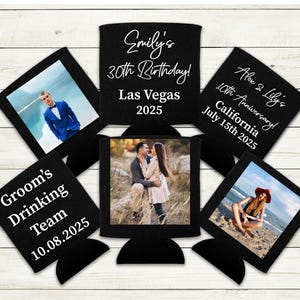 Custom Can Cooler, Personalized Can Coolers, Birthday Party Can Cooler, Event Can Cooler, Logo Can Coolers, Your Text Anniversary Can Cooler