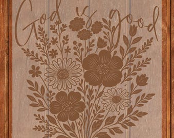 Dios es bueno todo el tiempo Transferencia DTF lista para presionar, transferencia de calor cristiana de flores silvestres para camisa, transferencia de plancha de versículo bíblico retro