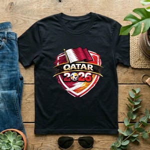 Qatar World Cup T Shirt Soccer Supporter Tees Qatari Football Fan Apparel For Youth Men Women Childrens Qatar Soccer Baby Bodysuit Design