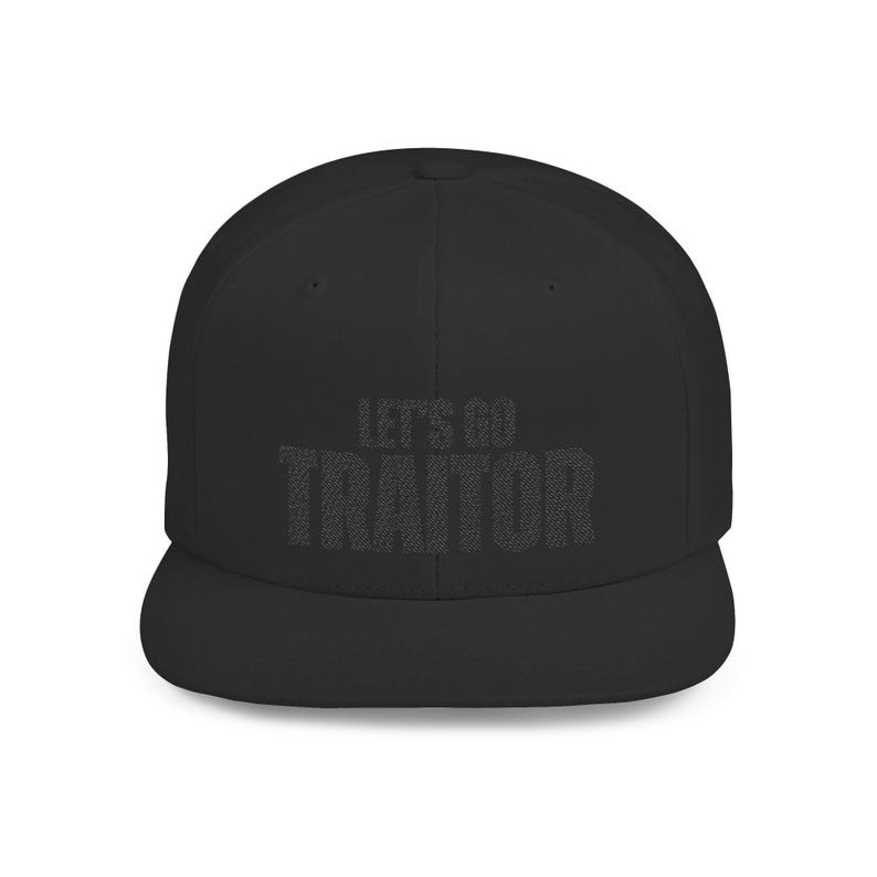 Gorra anti Trump personalizada, gorra de béisbol anti MAGA, ajustable con cierre a presión 8647, gorra FDT bordada - Gorra "Let's Go Traitor", bordado negro sobre fondo oscuro imagen 7