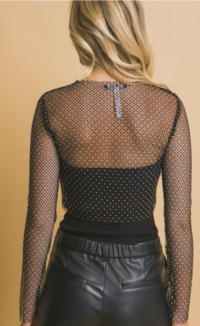 Target Rhinestone Mesh Tops Rhinestone Mesh Long Sleeve Top - Etsy