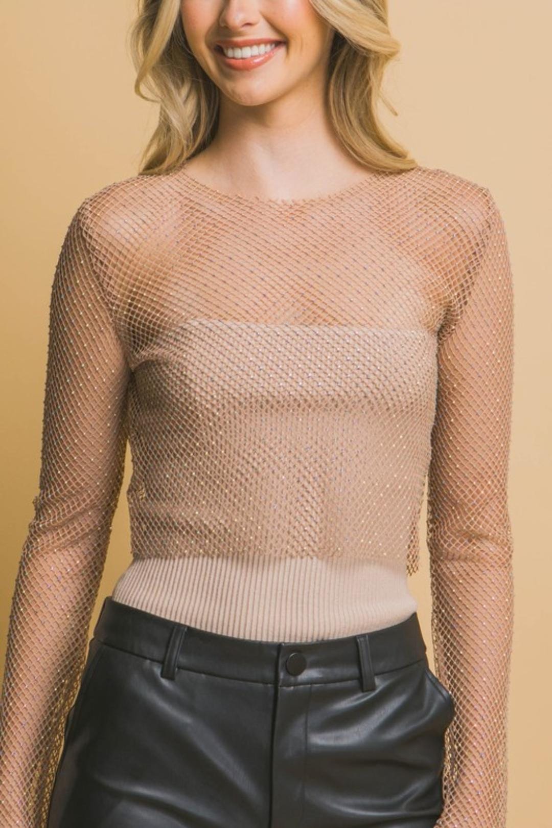 Target Rhinestone Mesh Tops Rhinestone Mesh Long Sleeve Top - Etsy