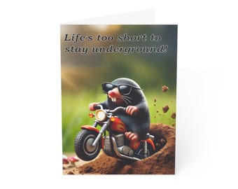 Midlife Crisis Mole Birthday Card | Funny Adventure Motorcycle Biker Greeting Card