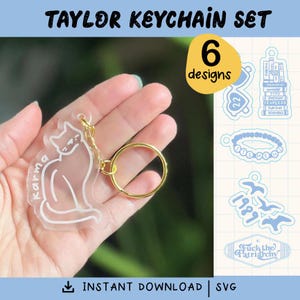 Taylor Keychain Set of 6 designs - SVG File Digital Download laser cutting Glowforge, Xtool, Epilog