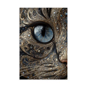 Mystische Katzenauge-Postkarte | verzierte Katzen-Nahaufnahme | Fantasy Geschenk oder Altar Karte | Durch Crystalline Visions Studio