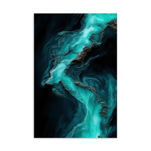 Celestial aktuelle Postkarte | Abstrakter blaugrüner Energiefluss | Aqua Marble Fluid Kunstdruck