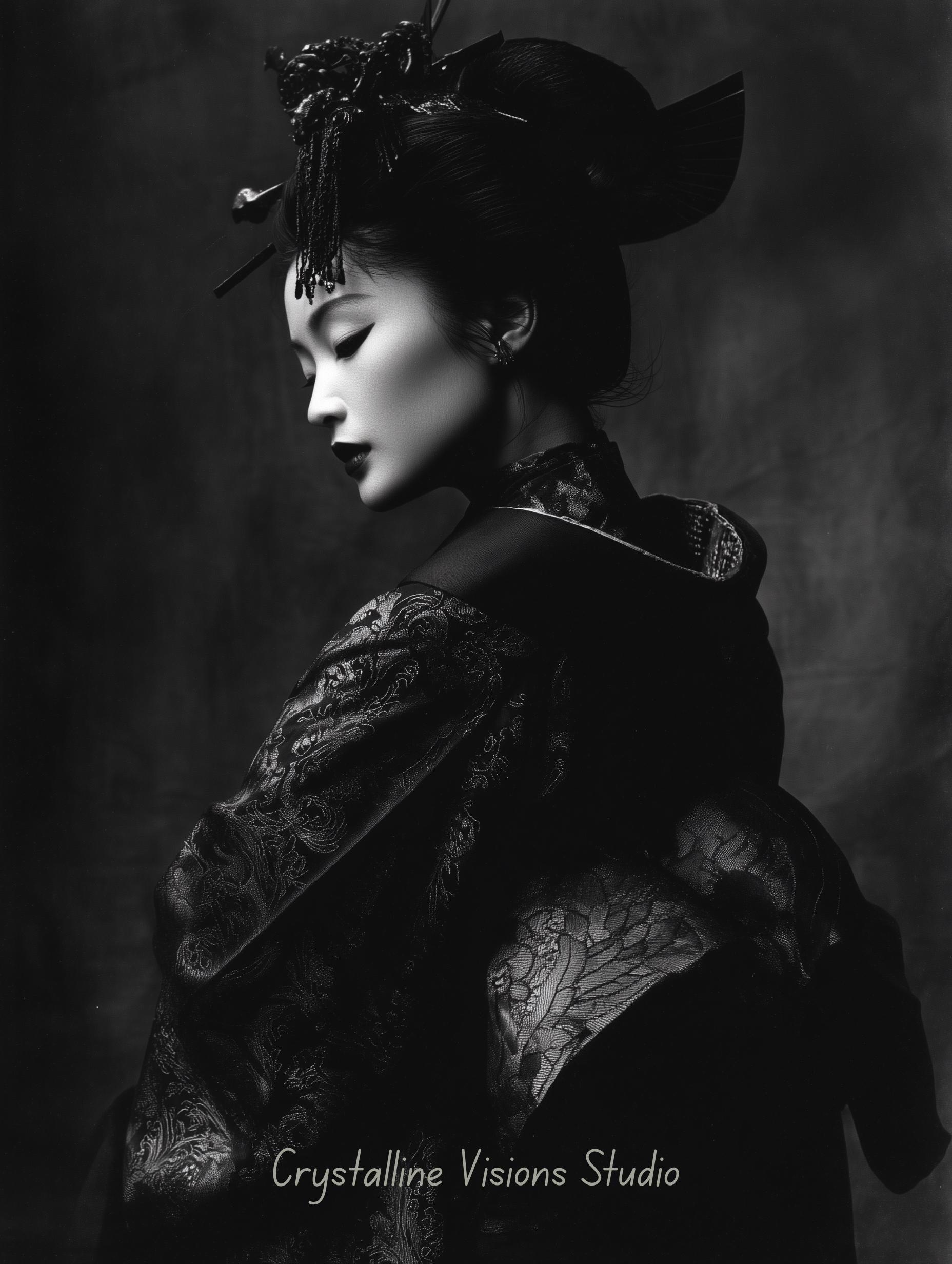 Geisha Portrait Fine Art Print: Black & White Asian Photography - Etsy