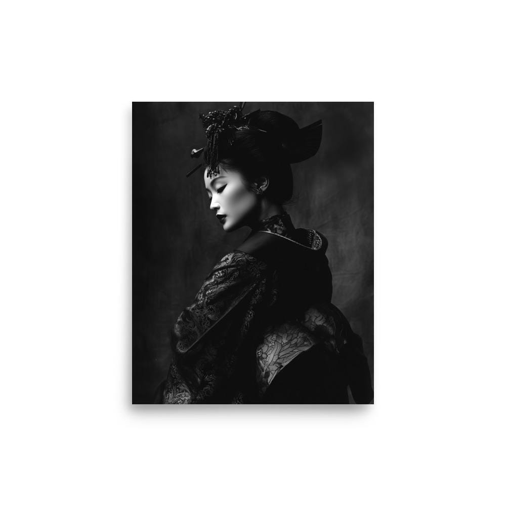 Geisha Portrait Fine Art Print: Black & White Asian Photography - Etsy