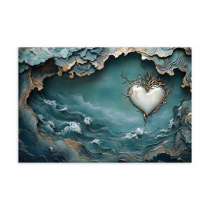 Ocean of Love Postkarte | Romantische Valentinstag Kunst | Einzigartiges Herz-Briefpapier