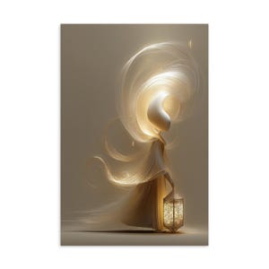 Briefkaart lantaarndrager | Celestial Spirit-figuur in licht | Etherisch geschenk of spirituele aanmoediging | Door Crystalline Visions Studio