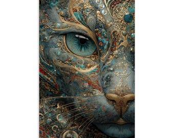 Gilded Gaze Postcard | Ornate Cat Eye Art | Fantasy Feline Jewel Print