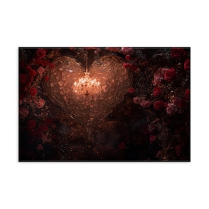 Cartão postal de lustre de coração dourado | Arte romântica do Dia dos Namorados | Papelaria luxuosa de amor