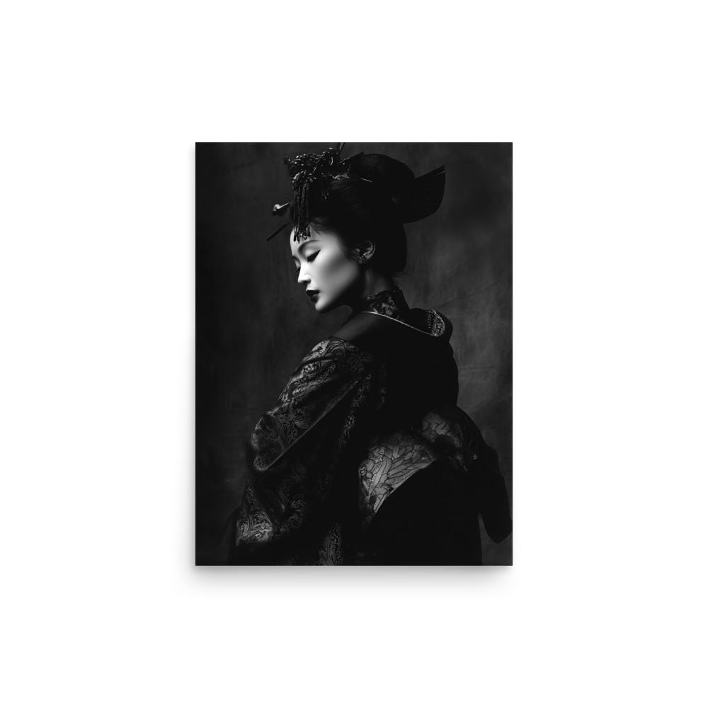 Geisha Portrait Fine Art Print: Black & White Asian Photography - Etsy