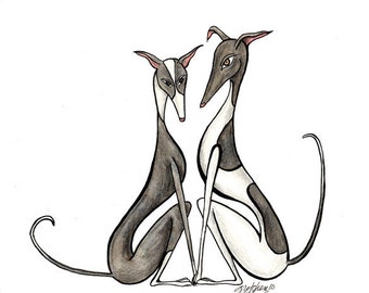 8.5x11 - Italian Greyhounds - print of original art