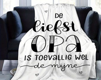 Una manta con temática holandesa que expresa gratitud y amor de su abuelo,