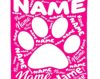 Manta de franela personalizable con huellas de patas de perro: ideal para añadir calidez a tu sofá.