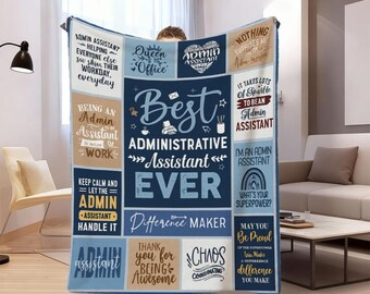 Manta decorativa "La mejor asistente administrativa de la historia" - Franela suave - Regalo de agradecimiento para mujeres en administración