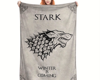 Una manta de franela ultrasuave inspirada en el tema de la llegada del invierno, una manta cálida y acogedora para la sala de estar.