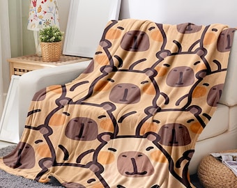 1 manta de franela ultrasuave Cozycuddle con diseño de capibara de dibujos animados