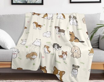 Manta de franela de edición limitada de diseño con fondo claro para perros de múltiples razas, manta para mascotas