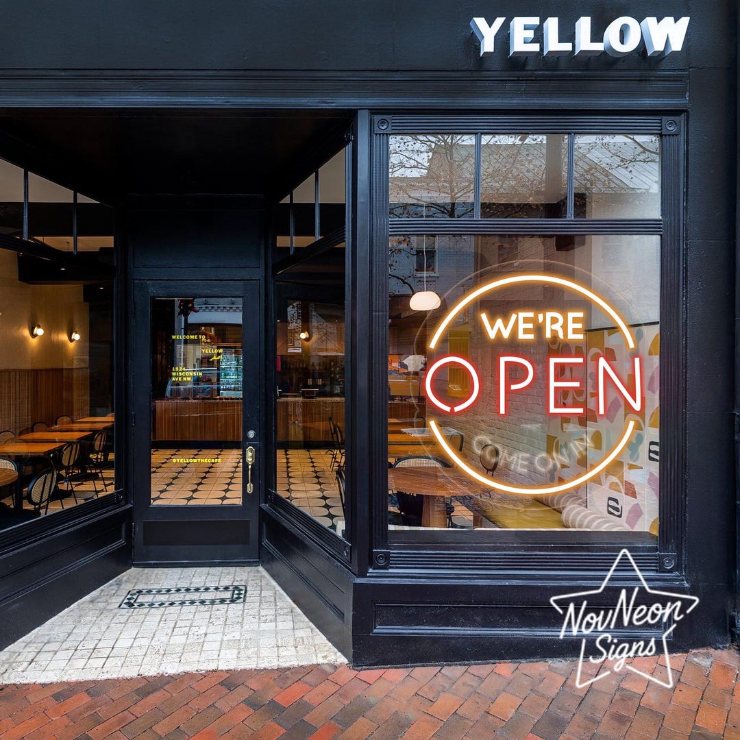We're Open Neon Sign, Round LED Light Come on in Sign for Storefront ...