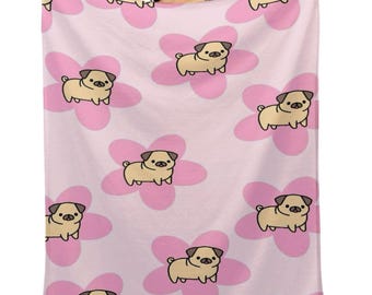 Manta de franela con diseño floral rosa de edición limitada para mascotas.