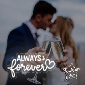 ハート付きAlways and Foreverネオンサイン | カスタムLEDラブサイン | ロマンチックなカップルへのギフト | 結婚記念日のLEDデコレーション | Always love Light
