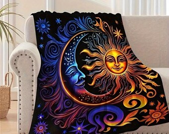 Una manta con estampado del dios Sol, hecha de forro polar, suave, adecuada para salas de estar y dormitorios.