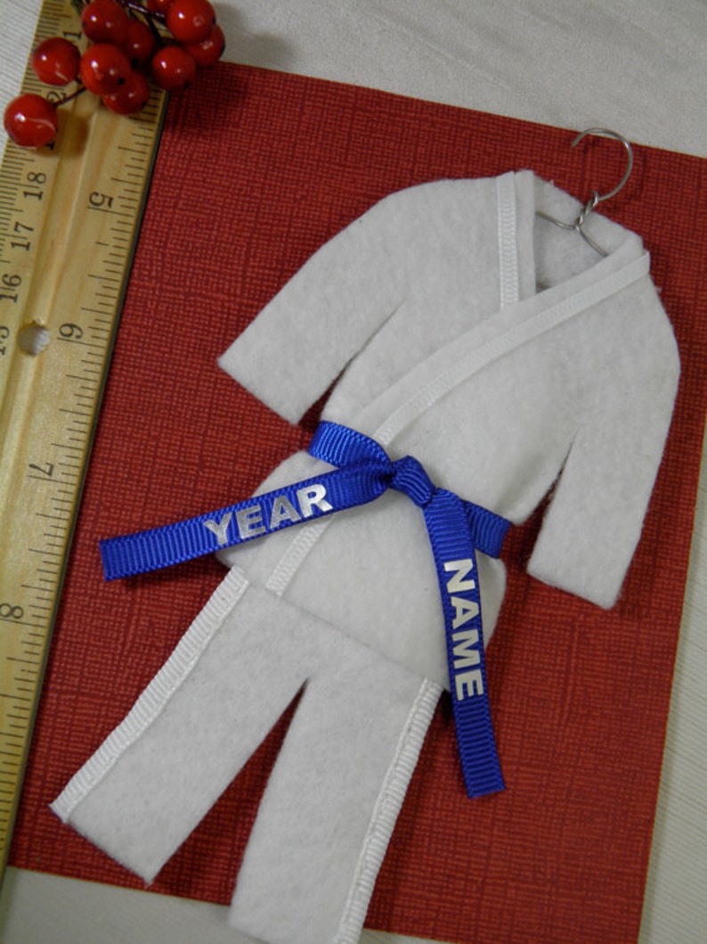 Blue Belt Martial Arts Christmas Ornament Personalized Custom Uniform Ornament TaeKwonDo Karate Jiu Jitsu Hapkido image 3