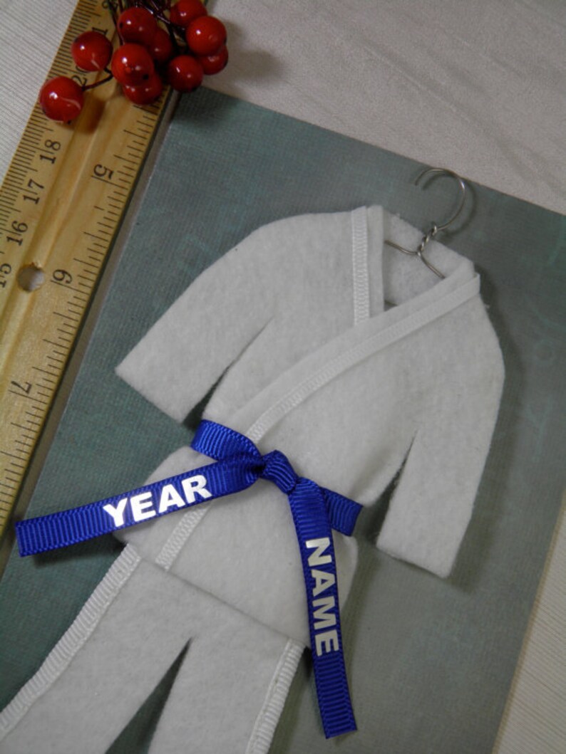 Blue Belt Martial Arts Christmas Ornament Personalized Custom Uniform Ornament TaeKwonDo Karate Jiu Jitsu Hapkido image 2