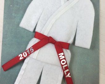 Red Belt Christmas Ornament Uniform Martial Arts - pErSoNaLiZeD - Red Belt - Karate Taekwondo Judo Jiujitsu Bando Aikido