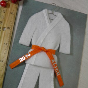 Orange Belt Martial Arts Christmas Ornament Personalized ORANGE Belt Uniform with Name / Year TaeKwonDo Karate Jiu Jitsu Bando Hapkido image 5