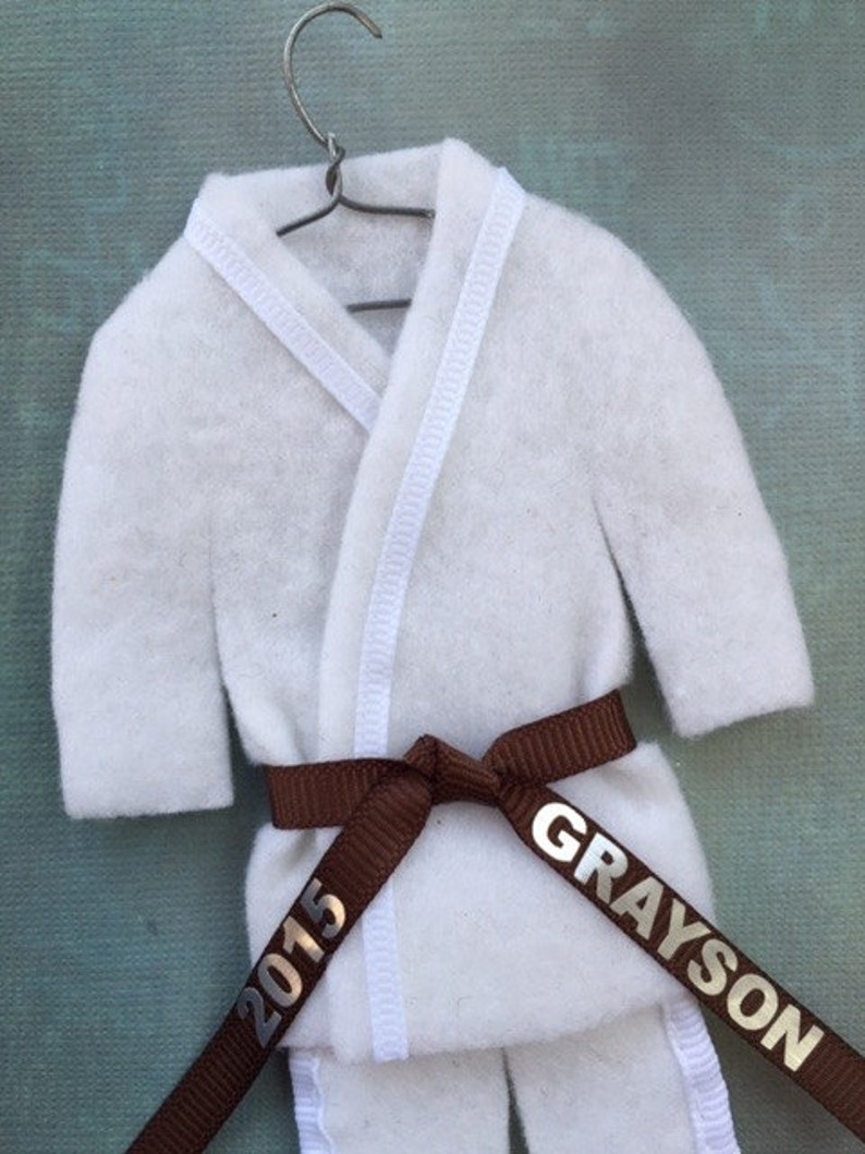 BROWN Belt Martial Arts Uniform pErSoNaLiZeD Karate Taekwondo Christmas Ornament image 1