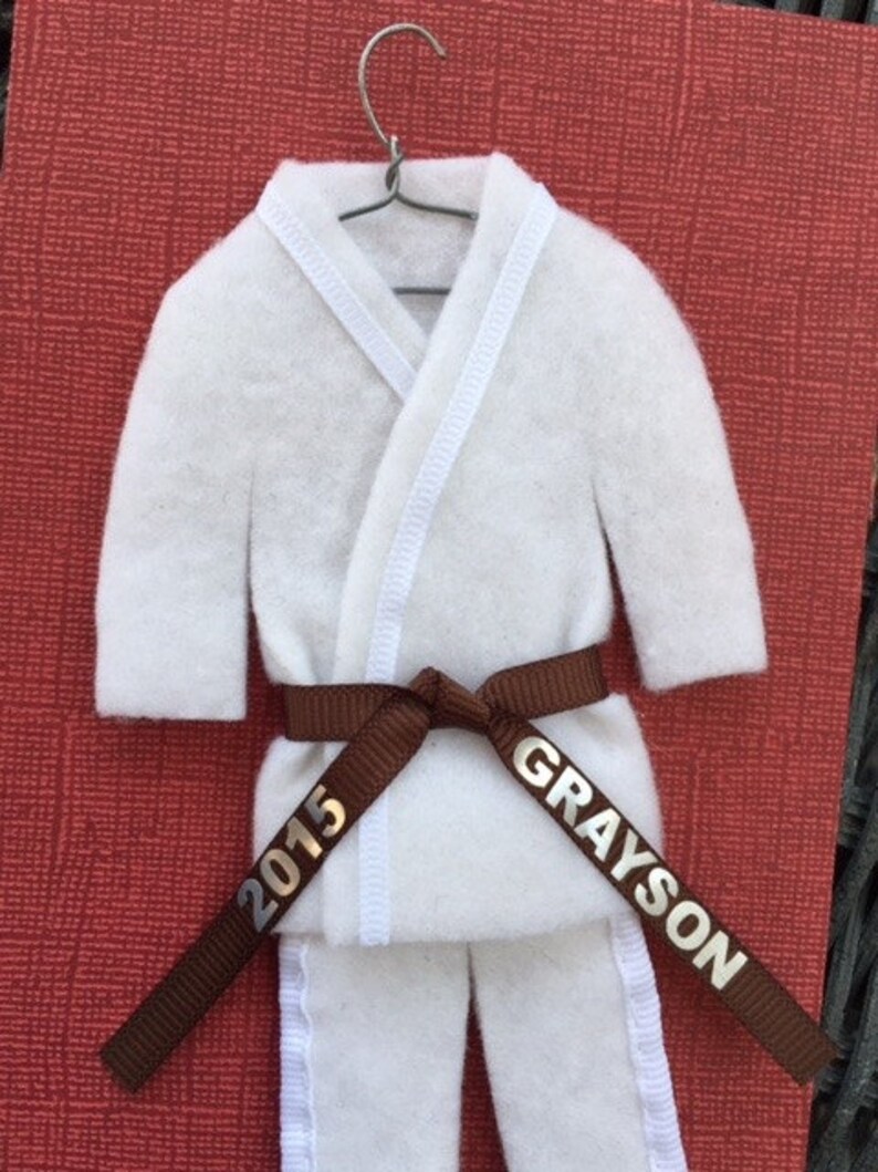 BROWN Belt Martial Arts Uniform pErSoNaLiZeD Karate Taekwondo Christmas Ornament image 3