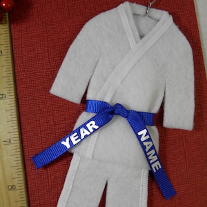 Blue Belt Martial Arts Christmas Ornament Personalized Custom Uniform Ornament TaeKwonDo Karate Jiu Jitsu Hapkido image 1