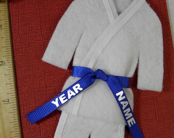 Blue Belt Martial Arts Christmas Ornament- Personalized - Custom Uniform Ornament - TaeKwonDo Karate Jiu Jitsu Hapkido